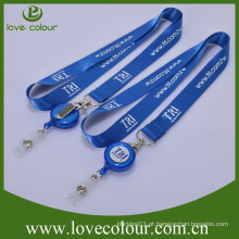 Lanyard de seda de tecido promocional personalizado com carretel de crachá para evento